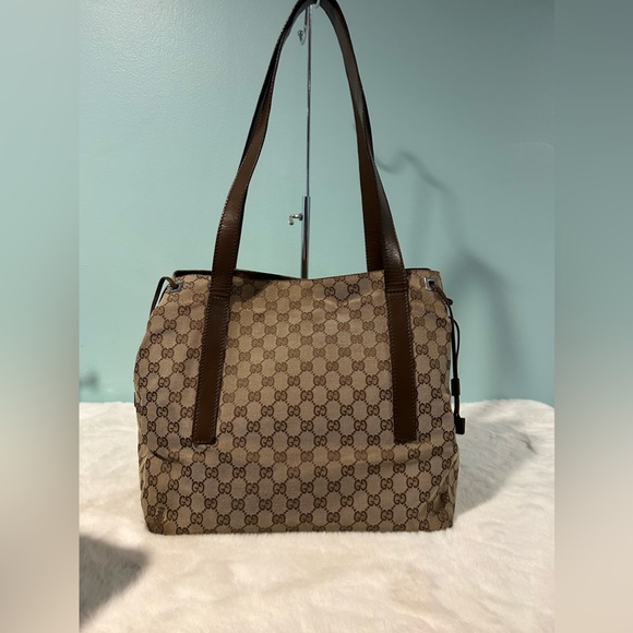 GUCCI Tote Large in Brown Canvas and Leather Materials! Authentic pre-owned - Picture 2 of 16